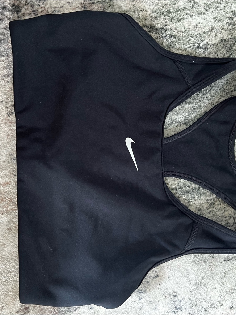 Nike Black Women's Racerback Sports Bra with White Swoosh